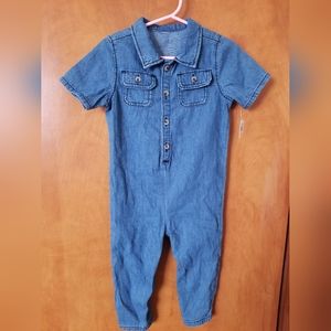NEW Old Navy one piece unisex denim jumpsuit NWT 18-24 months